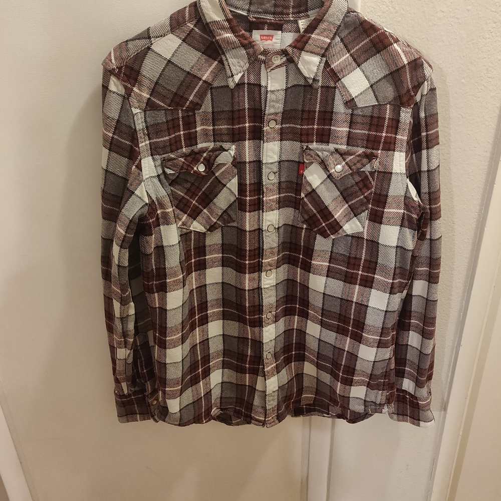 Levi's Men's Casual Plaid Shirt - Brown and Gray